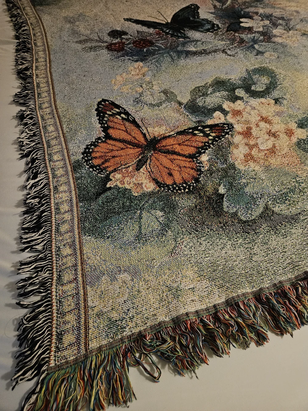 Lena Liu Butterfly Harmony & Flowers Tapestry Afghan Throw Blanket